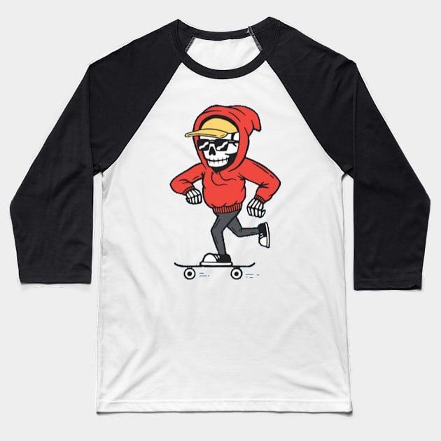 Skeleton Dude Baseball T-Shirt by OldSchoolRetro